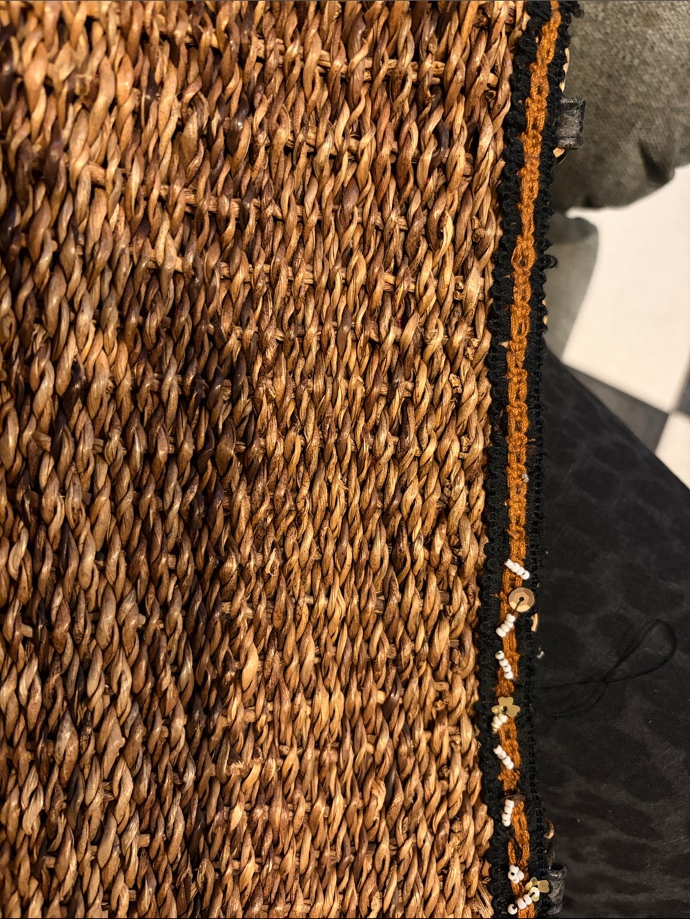 Mary Francis Wicker Beaded Shoulder Bag, 13x5x3 - Picture 6 of 10